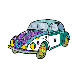 Classic Cars Paint by Number Glitter + Color Book