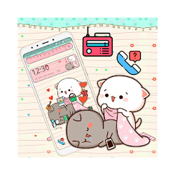 Cute Pink Cat Cartoon Theme