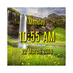 Waterfall digital clock live wallpaper