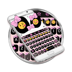 Ribbon Pink Pastel Emoji Keyboard Theme