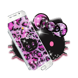 Pink Black Kitty Leopard bow-knot Themes