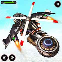 Flying Police Helicopter Bike Transform Robot Game