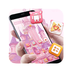 Pink Princess Castle Pink Cute Cat icon
