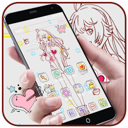 Black and white anime girl wallpaper theme