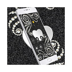 أسود بريق لؤلؤة القلب الموضوع